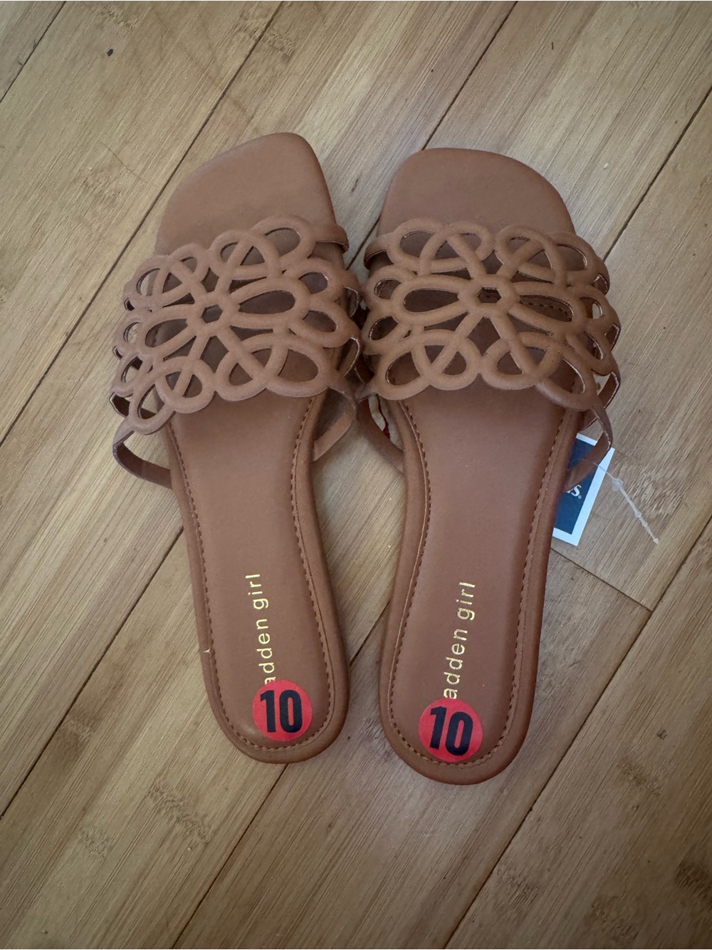 Madden Girl Women's Tan Slide Sandals NWT